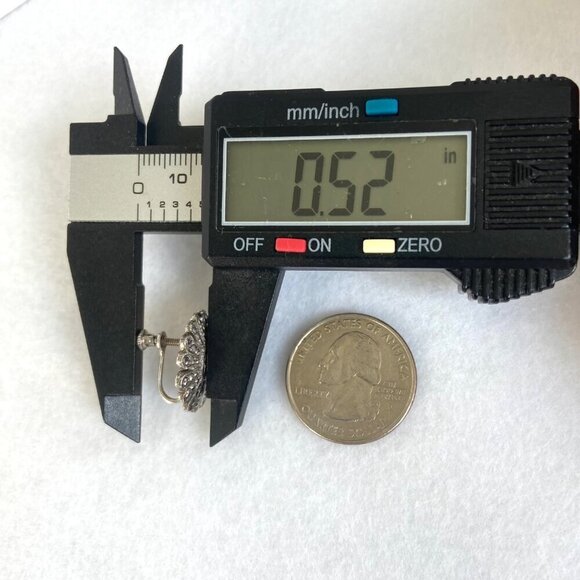 VTG Sterling Silver 925 Marcasite Floral Flower Screw Back Earrings - Picture 15 of 16